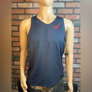 Men's Nike AeroSwift Dri-FIT ADV Running Singlet Blue Orange FN4231-451 Sz L